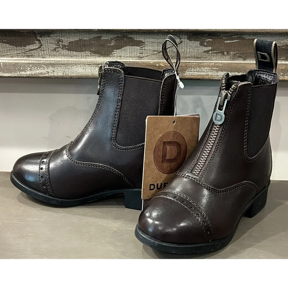 Dublin Kids Foundation Zip Paddock Boots II Brown Leather Equestrian‎ Boot Sz 11